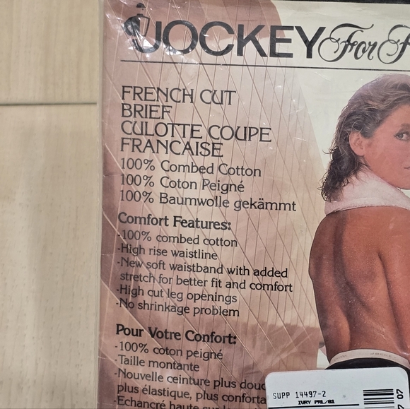 1 Pair Vintage 1990 Jockey French Cut White Cotton Briefs Size 6 - Picture 7 of 9